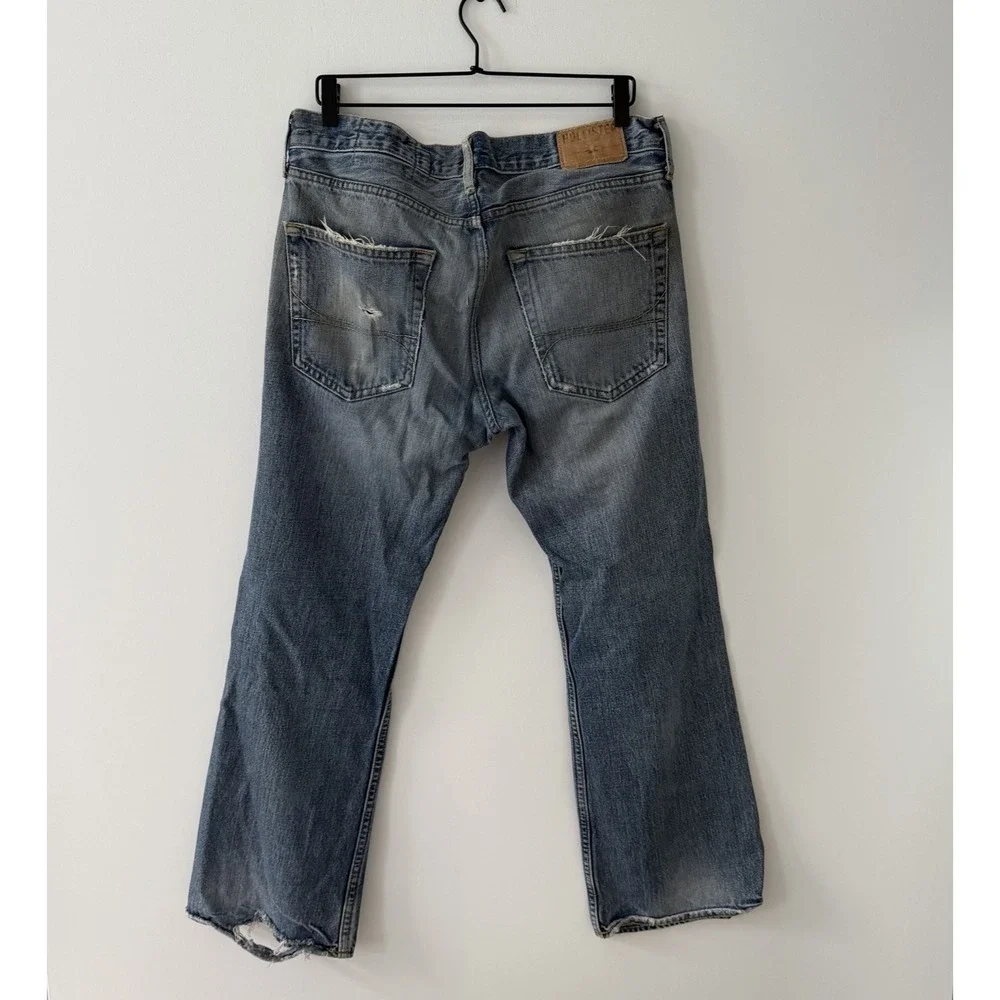 Hollister Hermosa Low Rise Bootcut Jeans Mens 32x30 Y2K Button Fly Medium Wash
